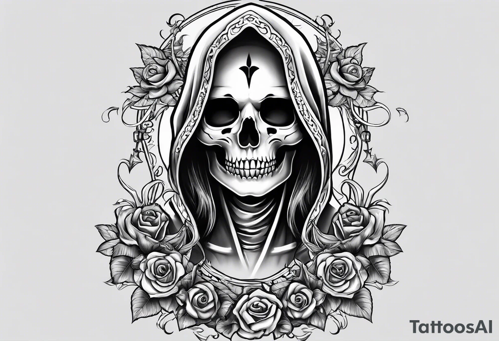 lady skeleton grim reaper satan tattoo idea