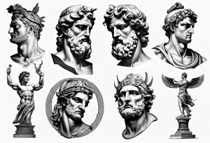 greek god statue realistic tattoo idea