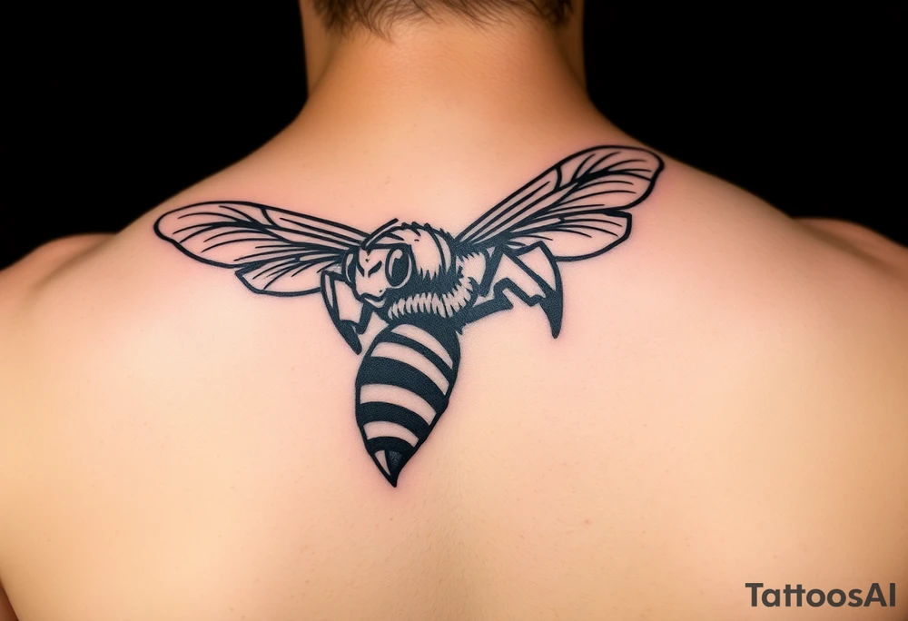 Angry hornet flying with arched body tattoo idea