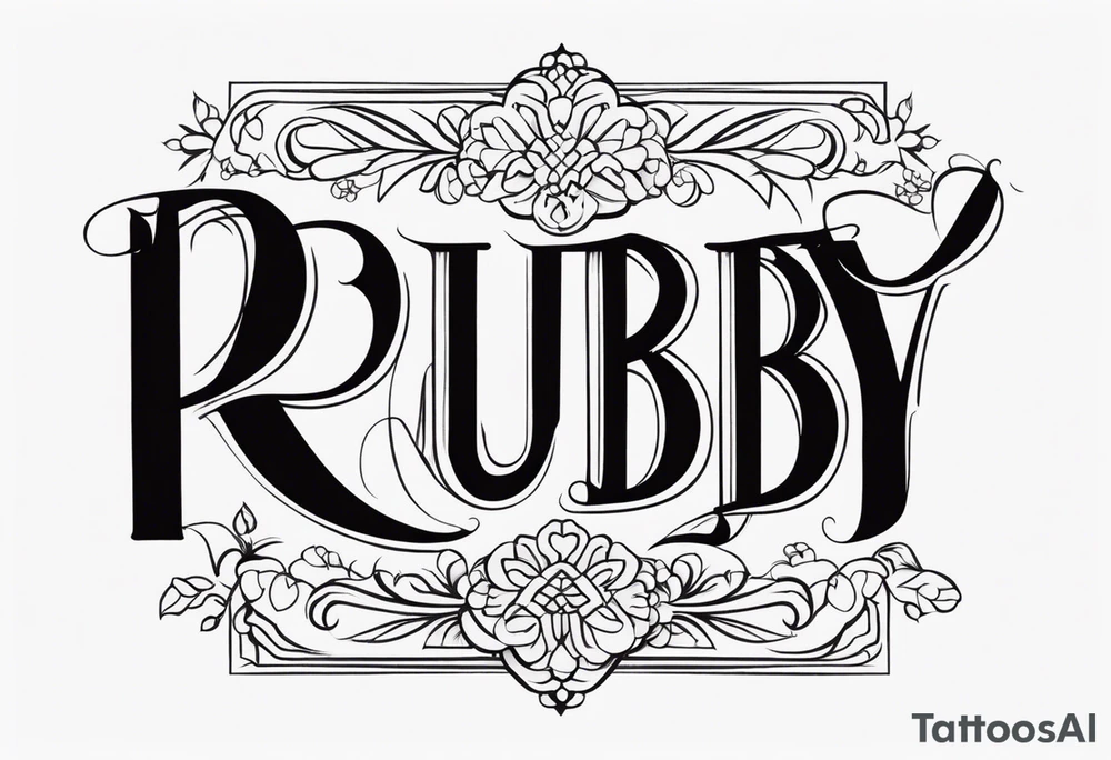 Generate a pretty tattoo with the name of: Ruby tattoo idea