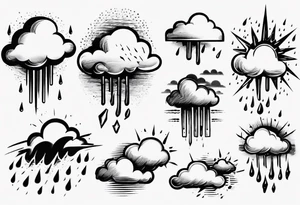 a cloud with rain and thunder tattoo idea
