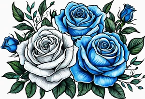 bouque of blue roses tattoo idea