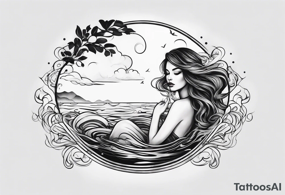 simple tattoo of full body girl floating on water tattoo idea
