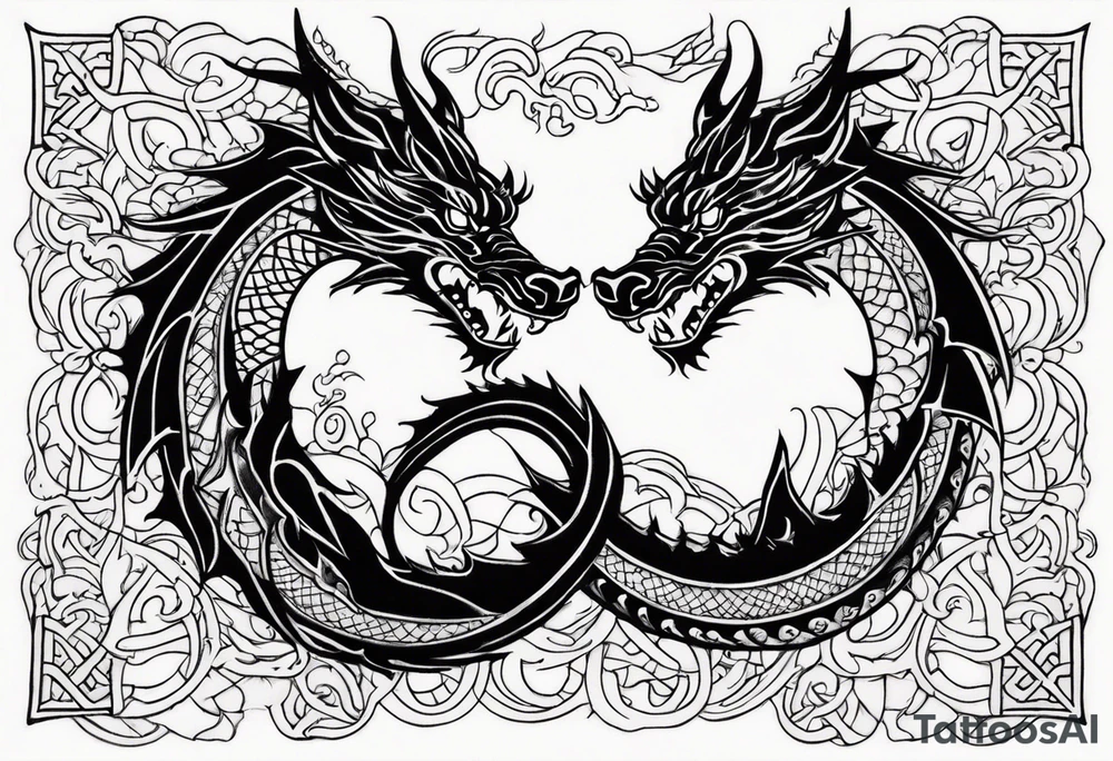 roaring dragons tattoo idea