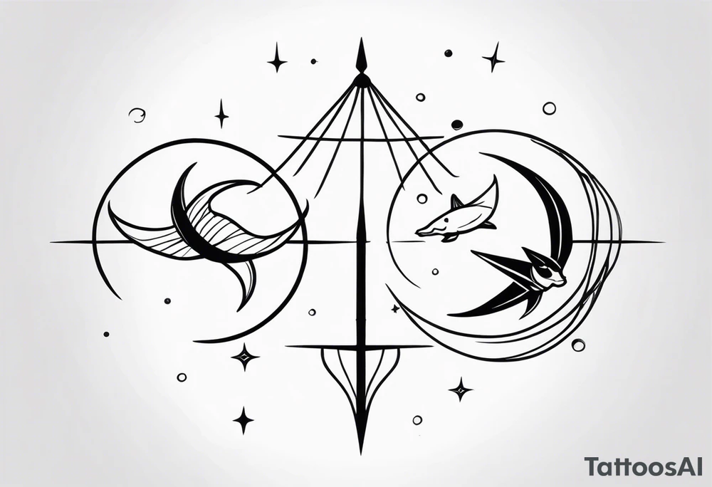 pisces, sagittarius, and cancer tattoo idea