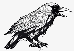 black raven with sword in mouth tattoo idea