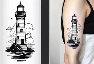 lighthouse fine line tattoo idea
