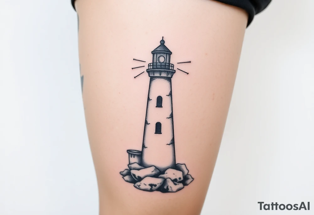 Simple lighthouse with pops tattoo idea