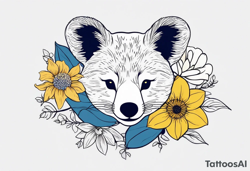 It will be a matching tattoo for 4 women. Our favorite flowers are yellow roses, lillies, blue daisies, and dahlias. Our favorite animals are koala, cat, turtle, and fox. tattoo idea