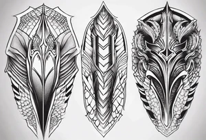 Dragonscale Leg armor symmetrical tattoo idea