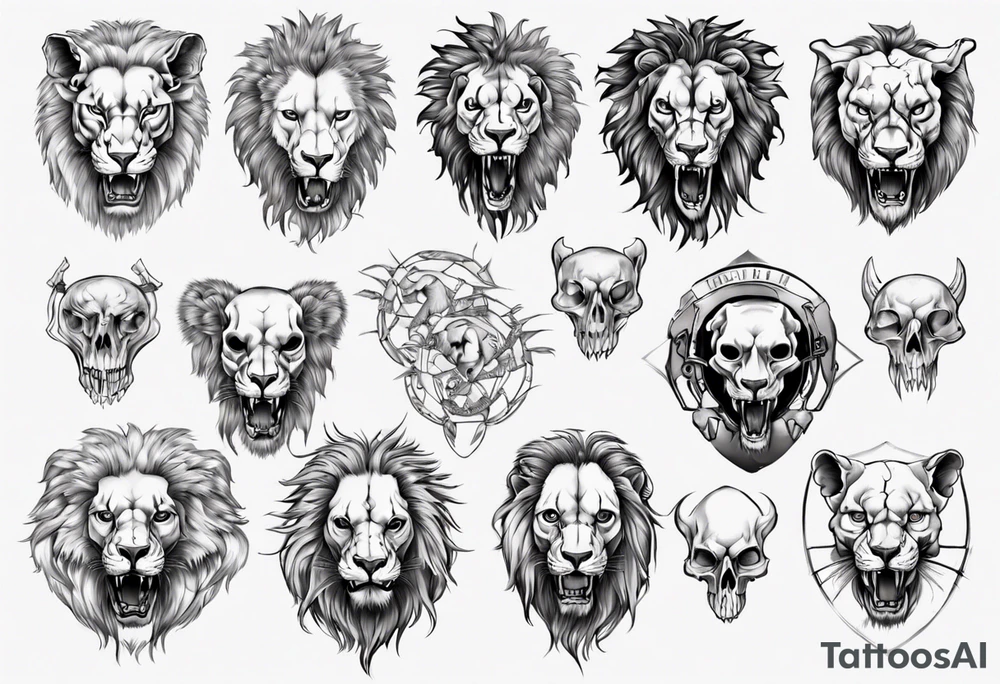 Lion skull tattoo idea