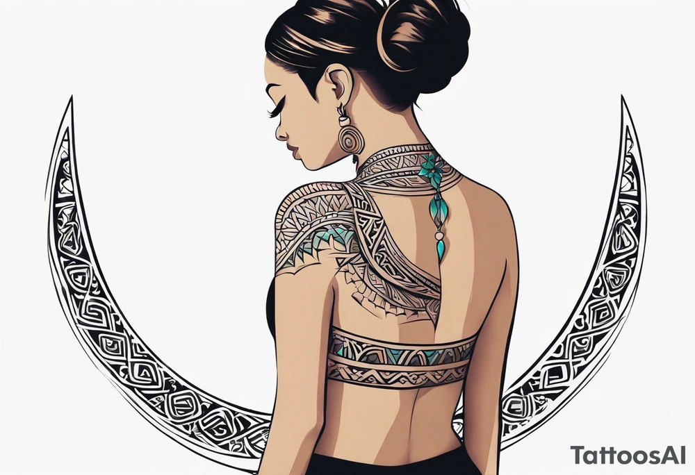 Maori back and neck crescent tattoo design tattoo idea