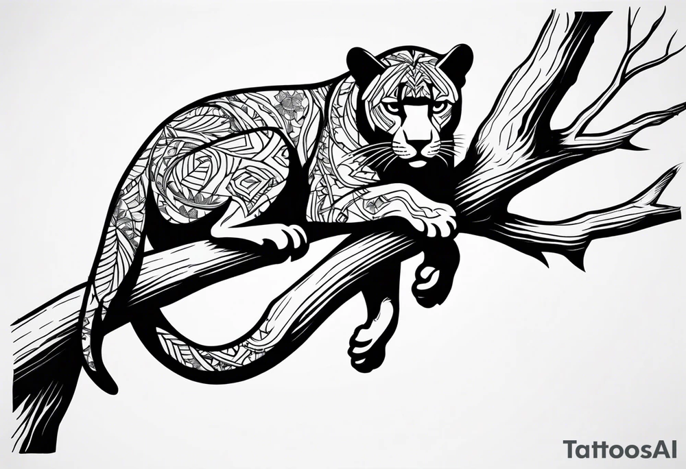 panther on a tree branch tattoo idea