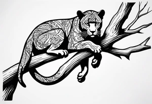 panther on a tree branch tattoo idea