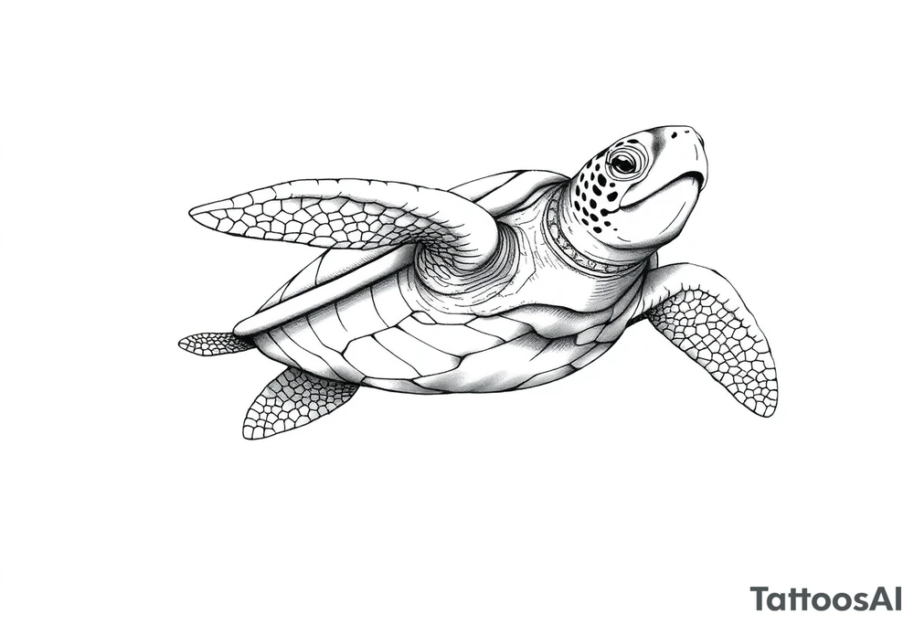 Majestic Sea turtle in the ocean tattoo idea