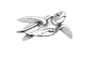 Majestic Sea turtle in the ocean tattoo idea