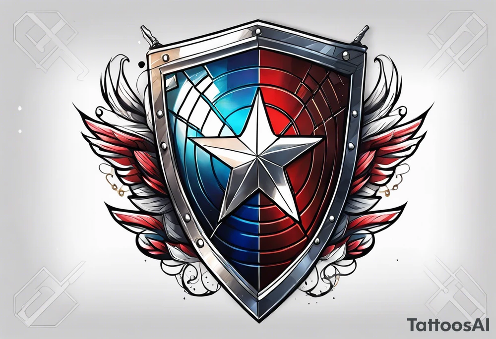 Shield from Captain America with a sword into tattoo idea