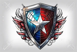 Shield from Captain America with a sword into tattoo idea
