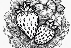 One Strawberry new school tattoo idea