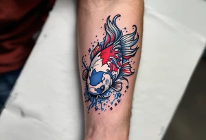 A koi-style carp with a Czech twist, featuring red, white, and blue accents inspired by the national flag. tattoo idea