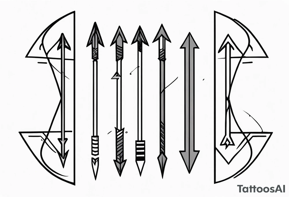 three minimalistic parallel medieval arrows. tattoo idea