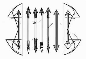 three minimalistic parallel medieval arrows. tattoo idea