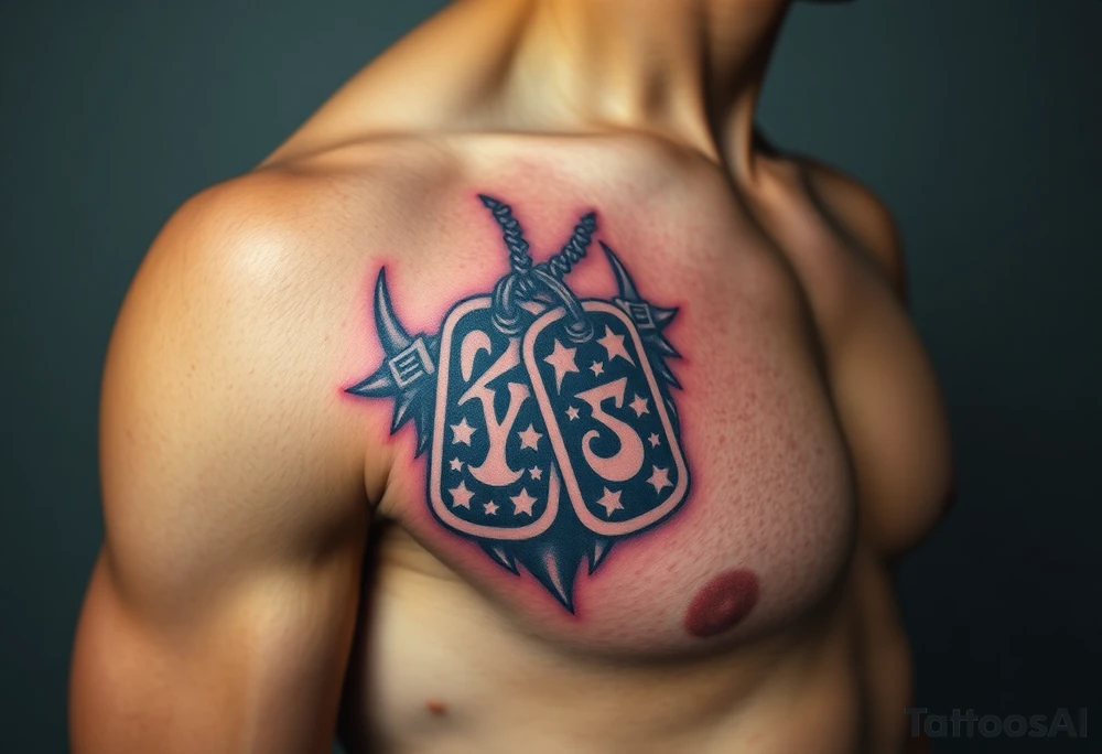 Combat marine veteran 
Operation Iraqi freedom
Dog tags tattoo idea