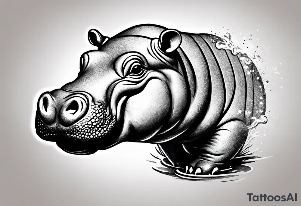 Baby hippo laughing tattoo idea