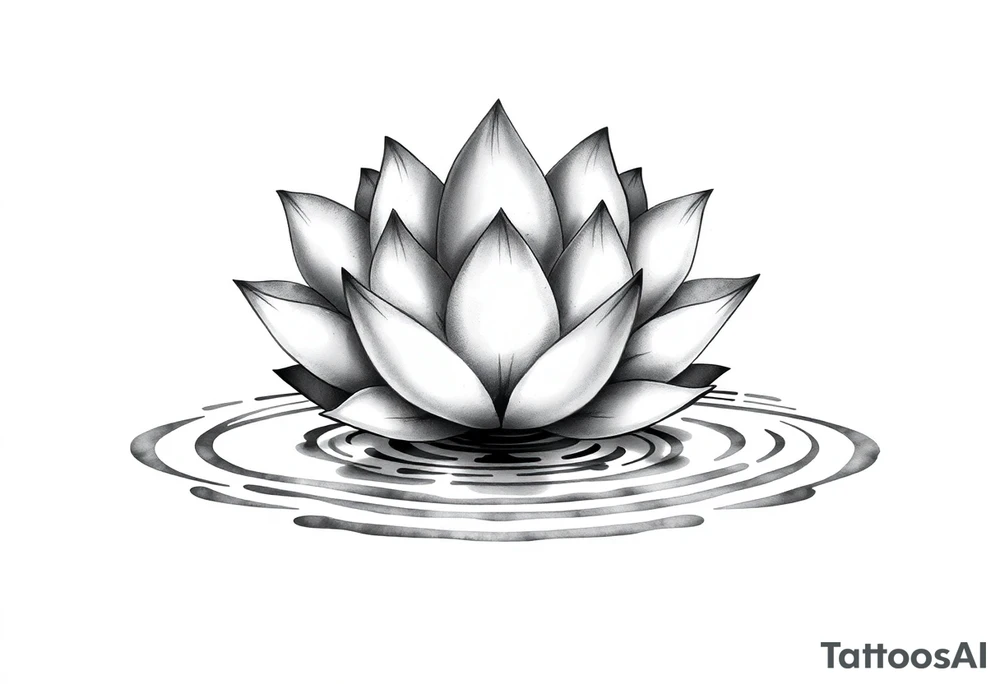 serene lotus flower emerging from sacred waters with ripples tattoo idea