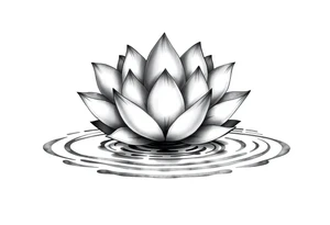 serene lotus flower emerging from sacred waters with ripples tattoo idea