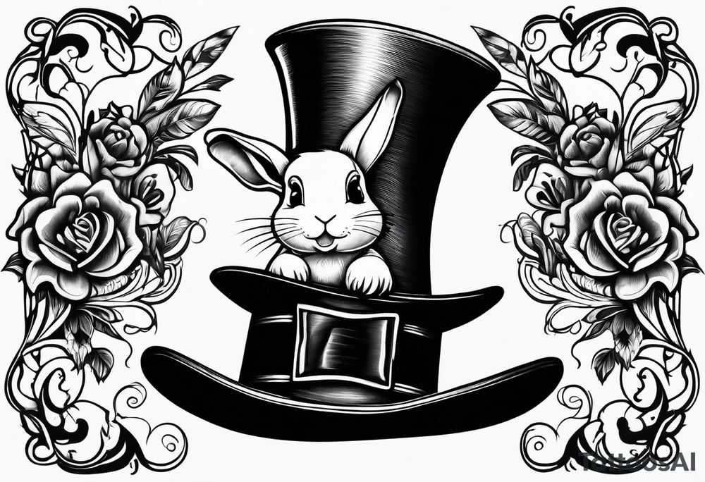 Top hat and rabbit tattoo idea