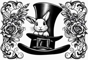Top hat and rabbit tattoo idea