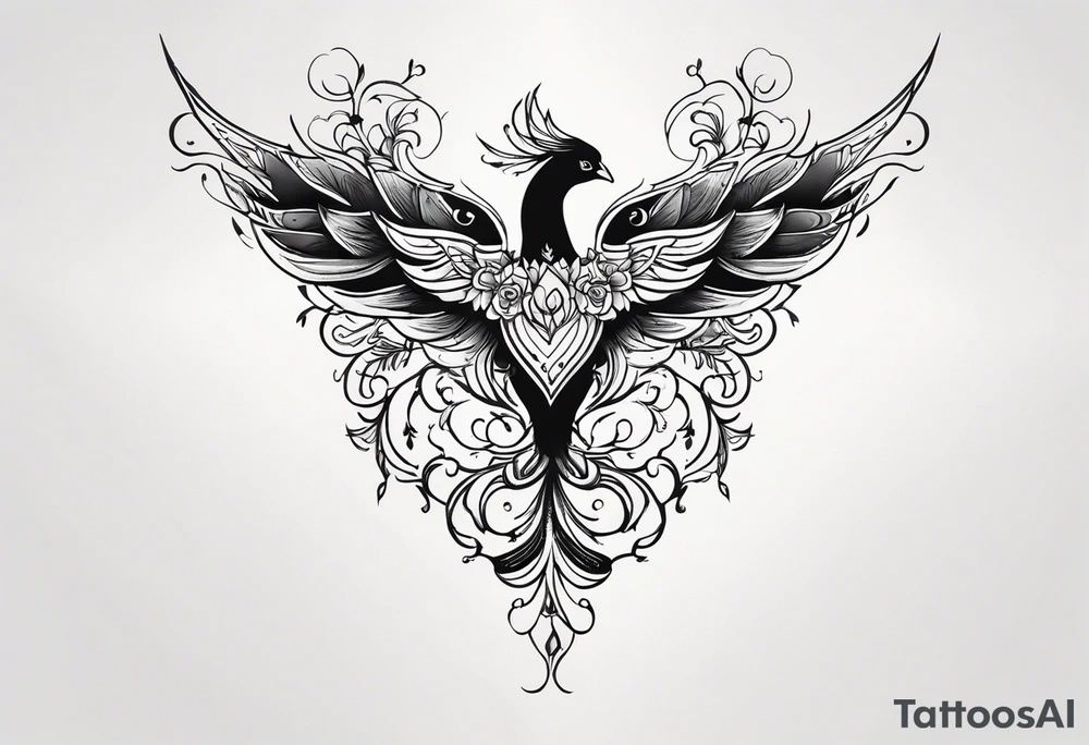 girly phoenix sternum tattoo tattoo idea