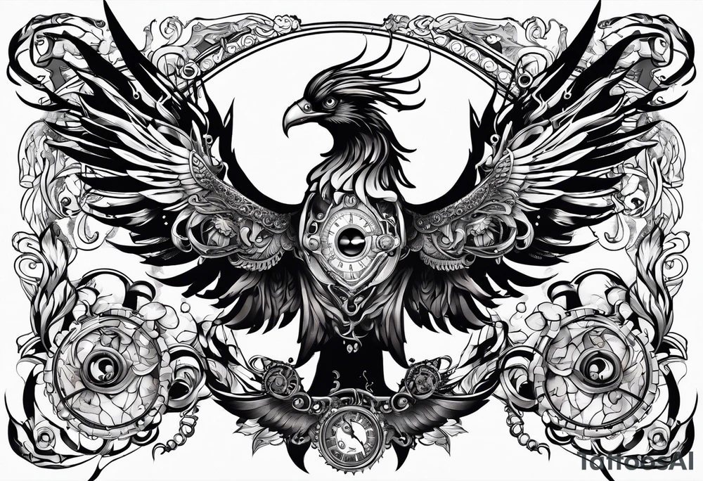 steampunk phoenix tattoo idea