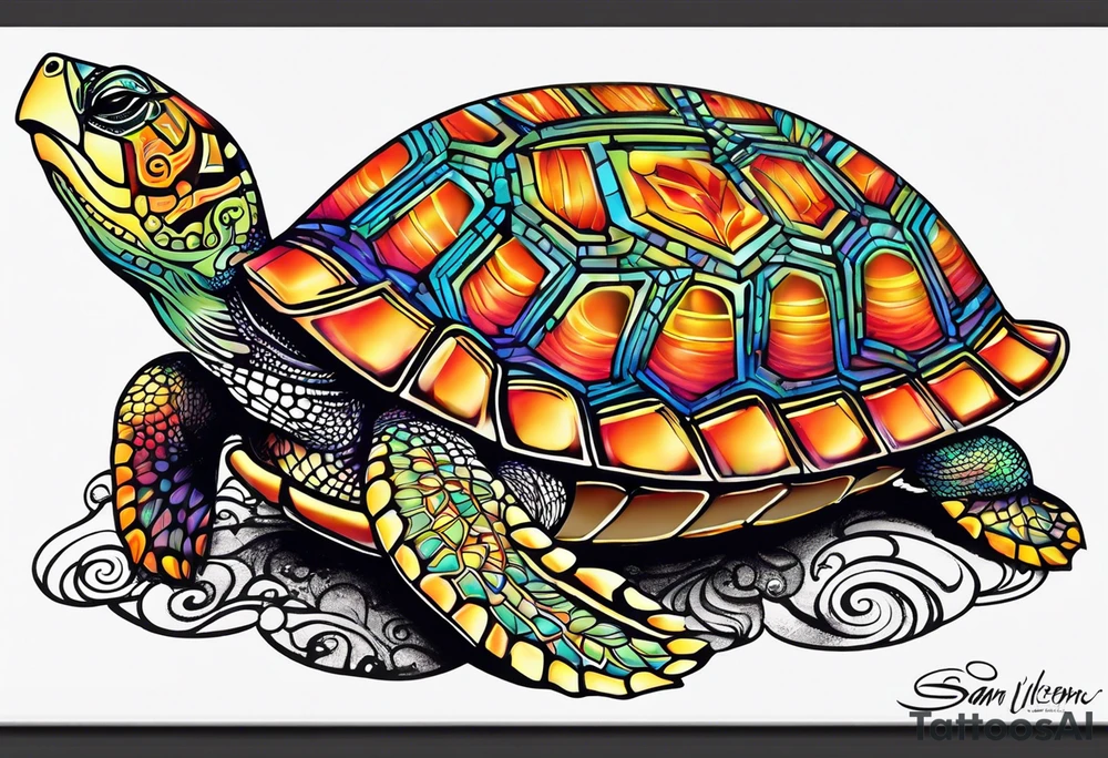 potawatomi turtle with the name sam incorporated into thje shell design tattoo idea