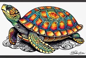 potawatomi turtle with the name sam incorporated into thje shell design tattoo idea