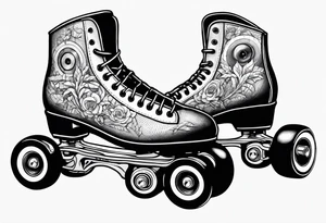 Pair of old school rollerskates speaker tattoo idea