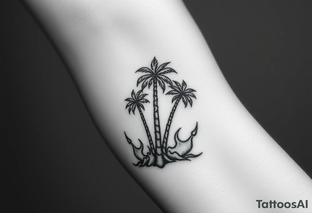Zoe BOYZ with palm trees and flames tattoo idea