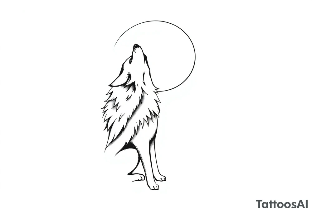 Wolf howling to the moon. tattoo idea