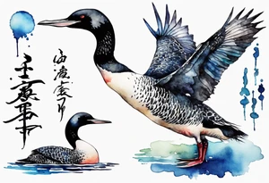 watercolor of a mystical loon tattoo idea