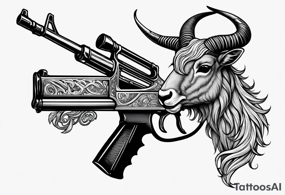 capricorn with sunglasses and shotgun tattoo idea