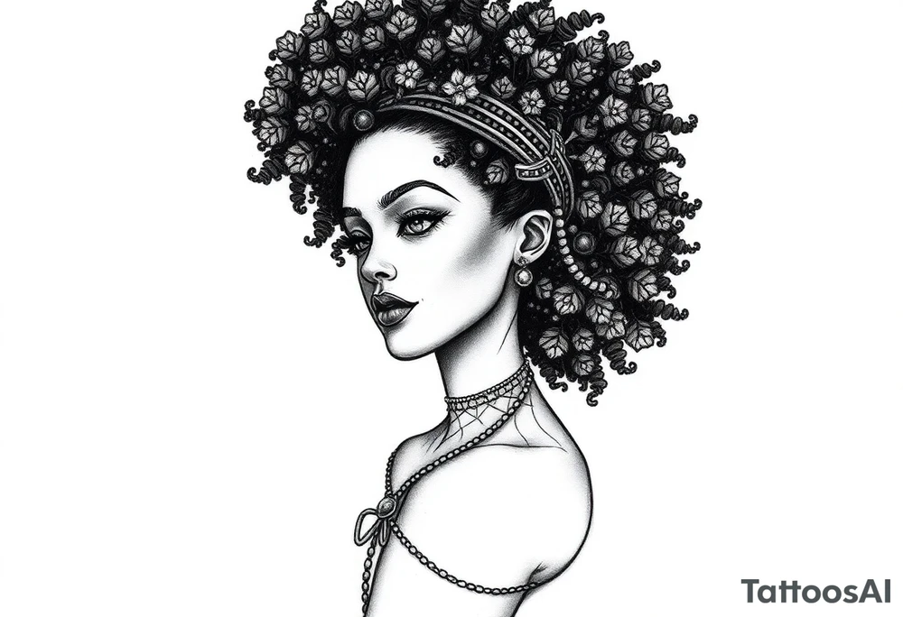 African goddess with afro tattoo idea