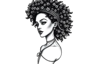 African goddess with afro tattoo idea