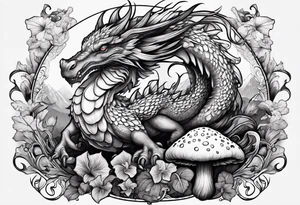 Mushroom dragon tattoo idea
