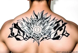 legendary dragonball z scene with energy aura and power effects tattoo idea