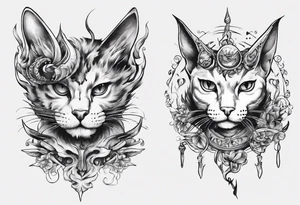 Cat with wings and horn tattoo idea