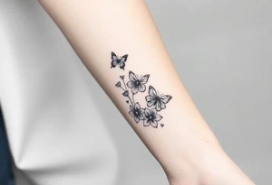 spring violet flowers and butterflies tattoo idea