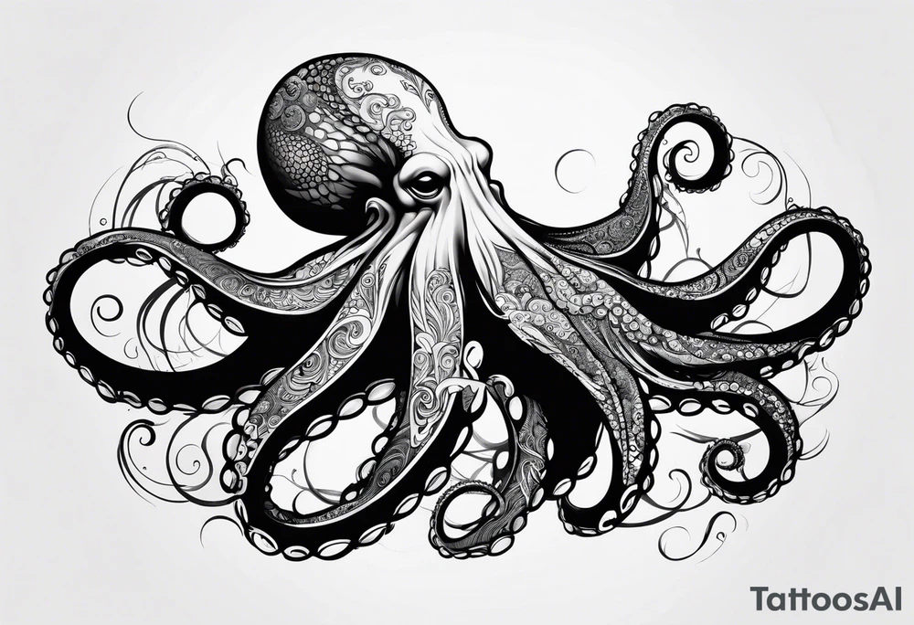 Octopus peaceful waves tattoo idea