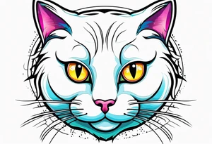 white cat crossed eyes tattoo idea
