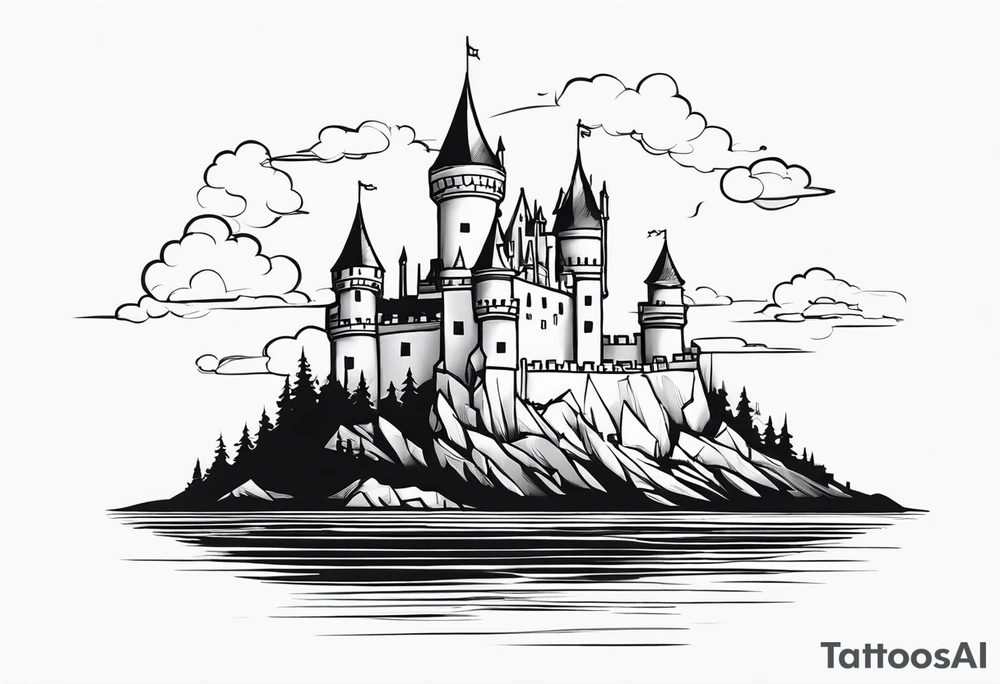 a castle floating in the sky tattoo idea